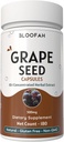 Cápsulas de semillas de uva 500mg ANTE Vitis vinifera Concentrada 10:1 Extracto Polvo Silencio Natural Suplemento Herbal, Non-GMO, Fórmula Libre de gluten (180 Cuentas)