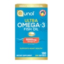 Qunol Fish Oil Omega 3 Mini Softgels, 1000mg Omega 3 EPA + DHA, Ultra Pure Suplementos, Heart Health Support, Lemon Flavor, Easy to Swallow Minis, 3 Month Supply, 180 Cuenta