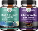 Bundle of Enhance Brain Memory, Boost Focus, Mejora la claridad de la mente Booster y Mood Enhancer Organic Ashwagandha Capsules - Pure Ashwagandha Powder for Thyroid Energy Focus