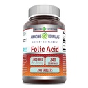 Amazing Formulas Folic Acid 1000 Mcg (1 Mg) tención 240 Tablets Suplemento  Vitamin B9 Silencio No-OMG seguir Gluten Gratis Silencio Made in USA