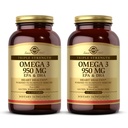 Solgar Triple Strength Omega 3 950 mg - 100 Softgels, Pack de 2 - Soportes Conjunto " Salud de la piel - No GMO, Gluten Gratis, Dairy Gratis - 200 Total Servings