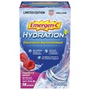 Hidratación Emergen-C mezcla de bebidas deportivas con vitamina C (18 conde, sabor a frambuesa), reposición de electrolitos, 0.33 paquetes de polvo de onza