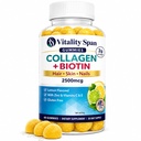 Collagen Gummies with Biotin (2500mcg), Vitamina C, E, Zinc for Hair, Skin and Nails, Low Sugar, Lemon Flavor, 60 Gummies, Made in USA