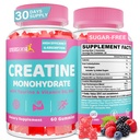 Creatina para Mujeres, Gummies de Monohidrato de Creatina - No Bloating - Pre y Post Workout Chewables Suplemento con Taurine & B6 - para la recuperación, Fuerza, Energía &amp; Booty, Performance, 60 Condes