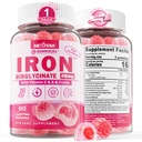 Gummies de hierro para hombres de mujer - Bisglycinate de hierro con folato de vitamina C B12 Zinc para adultos, Hierro suave para la deficiencia de hierro, energía eléctrica, no estreñimiento &amp; después del sabor, sin azúcar 1 paquete