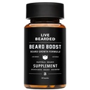 Boost de barba en vivo - Crecimiento de barba Vitaminas para hombres con biotina, colágeno, sílice, raíz de chorro de espuma - Crecimiento facial del cabello para hombres, hecho en los EE.UU.