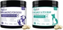 NATURE TARGET Probiotics for Dogs, with Prebiotics & Digestive Enzymes, Vitamins &amp; Omega 3 for Allergy Itch Relief, Reduce Diarrhea, Gas, Stop Pawlicking, Hot Spots, Shedding