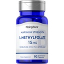 Piping Rock L Methylfolate 15 mg  90 Capsules ← Max Potency ← Active Folic Acid Suplemento No-GMO, Gluten Free