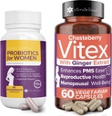 Rosa íntima Ahorre 10% en Vaginal Probióticos para Mujeres - 60 Condes &amp; Vitex Chasteberry Suplemento para Mujeres - 60 cápsulas