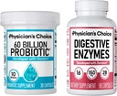 CHOICE de Physician - Optimal Gut Health Bundle: 60 Billion Probiotics + Enzyme Digestivo 90ct para Digestive Comfort y Immune Support