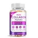 Multi Collagen Peptides Softgel - Tipo I, II, III, V, X - Péptidos de colágeno hidrolizado con biotina, vitamina C, ácido hialurónico, soporta uñas de pelo de piel, grano, no GMO, 60 Softgel, 1 Pack