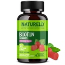 NATURELO Biotin Gummies - Soportes Pelo sano, Esquía & uñas - Alta potencia 2500 mcg - No GMO, Gluten Gratis - 60 Gummies