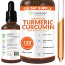Curcumina líquida con bioperina para absorción mejorada - Suplemento de la Curcumina Turmérica para soporte conjunto - Extracto Turmérico con pimienta negra - 2 Month Supply - 4oz