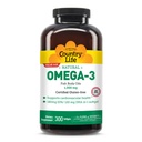 Country Life Omega-3 Fish Oil Suplemento, 1000mg, 180mg EPA &amp; 120mg DHA, Fish Oil Concentrate, Burpless, 300 Softgels, Certified Gluten Free