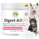 Orgánicas de mascotas Wholistic Probióticos para perros con enzimas digestivas & fibra prebiótica - 2 Oz - Probióticos de gato diario para la salud digestiva, antidiarrea " Gut Support - Suplemento de polvo natural