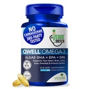 Suplemento Vegan Omega 3 – Algae Omega 3 con DHA EPA DPA – Cápsulas Vegan de Algal – Alternativa de aceite de pescado – Fórmula de aceite de algas de base vegetal – No GMO, libre de carruaje, alta fuerza