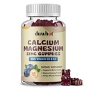 Calcio Magnesio Zinc Gummies for Women, Chewable Calcium Suplemento 1000 mg Vitamina D3 & K2, Bone & Nerve Health, Muscle Function, Immune Support & Stress Relief, Blueberry Flavor, 60 Ct