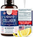 Colágeno líquido concentrado Suplemento - 30.000mcg Collagen líquido hidrolizado para mujeres más pelo de biotina, piel, soporte de uñas - gotas directas sublinguales o en bebidas - Bebida de limón natural 2 oz