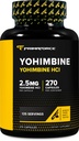 PrimaForce Yohimbine HCl 2.5mg, 270 cápsulas - Suplemento Premium, Boosts Performance, Zero Fillers, Non-GMO y Gluten Free