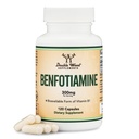Benfotiamine 300mg Servings (Tercera Parte Tested, 120 Capsules, 150mg Por Cap) Non-GMO, para Boost Thiamine B1 Levels (Más Absorbable que Thiamine, Fat Soluble) por Madera Doble