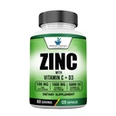 Suplementos Estandares Americanos Zinc 100mg, Vitamina C 1000mg y Vitamina D3 5000 UI (125mcg) Por Serving - Gluten Free, Non-GMO, 120 Capsules, 60 Serviciones