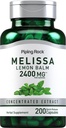 Piping Rock Lemon Balm Capsules 2400mg Silencio 200 Conde Silencio Lemon Balm Extract Silencio Melissa Herbal Suplemento Silencio Gluten Free, Non-GMO