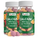 YumVs Calcio 500 mg con Vitamina D3 - Raspberry & Orange Flavor Calcio Vitamina D Gummies, Suplemento de Calcio Chewable para Adultos Infantiles, Vitamina D Calcio Gummies (60 Cuenta (Pack de 2))