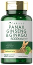 Carlyle Panax Ginseng &amp; Ginkgo 5000mg ← 120 Vegetarian Capsules ← Non-GMO &amp; Gluten Free Supplement