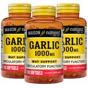 Aceite de ajo NATURAL MASON 1000 mg, 300, Softgels de suministro de día, soporta la función circulatoria normal, 3 Pack