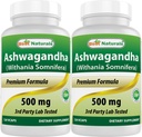 Mejores Naturales 2 Pack Ashwagandha Capsules para Relajar Estrés y Mood, 500 mg, 120 Conde (Total 240 cápsulas)