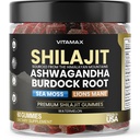 Orgánica Shilajit Gummies, Sea Moss, Ashwagandha, 105+ Trace Minerals – Organic Burdock Root &amp; Lions Mane Mushroom – Watermelon Flavor - Vegan & Non-GMO – Made in USA – 60ct