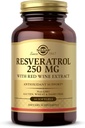 Resveratrol de Solgar 250 mg con extracto de vino tinto - 60 Softgels - Soporte antioxidante - No GMO, Gluten Gratis, Dairy Gratis - 60 Servimientos