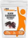 BulkSupplements.com Extract Powder - Elderberries Fuente de Black Elderbrry, Immune Support Supplement - Gluten Free - 175mg per Serving, 1kg (2.2 lbs) (Pack of 1)
