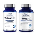 1MD Nutrition MoveMD &amp; VisionMD Joint Support & Eye Care - Collagen, Hyaluronic Acid, Astaxanthin, OptiLut Lutein, Zeaxanthin