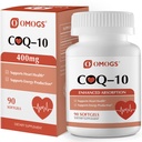OMOGS CoQ10 400mg Softgels, Coenzyme Q10 High Absorption Supplements Support Heart Health, Cardiovascular Health, Immune System " Cellular Energy Production, Gluten Free, 90 Softgels