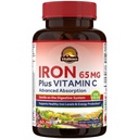 Suplemento de Hierro Vitalitown para Mujeres Hombres, Hign Potency 65mg Hierro con Vitamina C 250mg, Menos Estreñimiento, Mejor para el Edificio de Sangre " Mejora energética, Sin Gluten, No GMO 60 Píldoras de Hierro Vegano