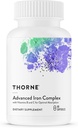 THORNE - Complejo de Hierro Avanzado - Soporte sanguíneo completo Fórmula* - Vitaminas de Hierro Elemental, Folato, B y C para la absorción óptima - Suplemento de Hierro Chelatado - Gluten, Lácteos &amp; Soy-libre - 60 cápsulas