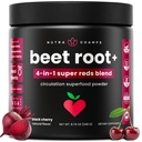 NutraChamps Beet Root Powder Circulation Supplement, Superfood Powder Nitric Oxide with Beetroot Juice, Super Reds &amp; Grape Seed Extract, No Sugar Beet Suplemento - 8.74 Oz