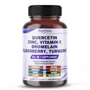 Quercetin Elderberry Turmeric Vitamina C Zinc - Apoyo a la inmunidad - Hecho en EE.UU.