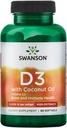 Swanson Vitamina D-3 con aceite de coco 60 Sgels