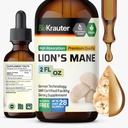 BIO KRAUTER Lions Mane Liquid Extract - Mushroom Supplement for Brain Support - Vegan Lions Mane Supplement - Alcohol &amp; Sugar Free Drops - 2 Fl.Oz.