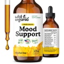 Suplemento de apoyo a los moodes orgánicos silvestres - gotas líquidas naturales para la energía positiva - Suplemento de la mente calma para mujeres y hombres - Ashwagandha no alcohol " Rhodiola Rosea Root Tintura para buen mood - 4 oz