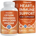 5-in-1 Ceylon Cinnamon Capsules 2355mg - Ceylon Cinnamon y Apple Sider Vinegar con Turmeric, Panax Ginseng, Cinnamon y Bioperine, 120 ct