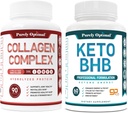 Píldoras de dieta Keto Premium puramente óptimas utilizan grasa para la energía con cetosis + péptidos multi colágeno Premium (Tipos I, II, III, V, X)