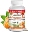 UDAF Verificado Ashwagandha orgánica con Pepper negro - 180 cápsulas - 1965mg fuerza adicional para estrés, sueño, orina, tiroides, enfoque, cabello, pólvora extracto de raíz vegano - Hombres y mujeres suplementos