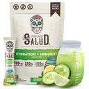 Salud 2-en-1 Hidration Packets + Immunity Electrolytes Powder, Cucumber Lime - Agua Fresca Drink Mix, Elderberry, Dairy &amp; Soy Gratis, No Gluten Free, Vegan, Baja Calorie, 1g Sugar (15 Servings)