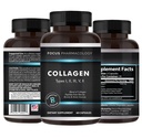 Soporte de colágeno (Tipo I, II, III, V, X) Avian Sternum Hidrolyzed Collagen Skin Peptides Collagen Soporte con ácido hialurónico + Complejo de proteínas + Suplemento Natural (180 cápsulas)