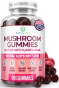 Primer Complejo de Mushroom del mundo Gummies - 10x Suplemento de Mushroom w Lions Mane (90 Chews 2500mg/servido) Suplemento Nootrópico de Cerebro, Apoyo Inmunitario & Stress Relief - Reemplazar píldoras & cápsulas, 7-Keto