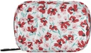 Red Pink Floral Flowers Pill Box 7 Day Pill Case Bag Travel Pill Organizer Bag with Zipper Portable Weekly Case Compact Size for Vitamin Supplement Holder