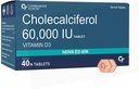 Vitamina D3 60000 UI - Colecalciferol Chewable Vitamina D Suplemento para Hombres Mujer - 40 Tabletas